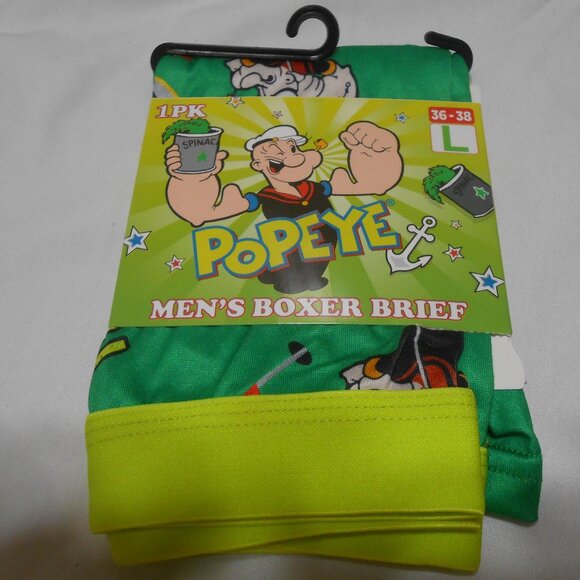 NEW Men's Boxer Brief Underwear Shorts Popeye Novelty design size L 36-38 ๐จ - Picture 2 of 8